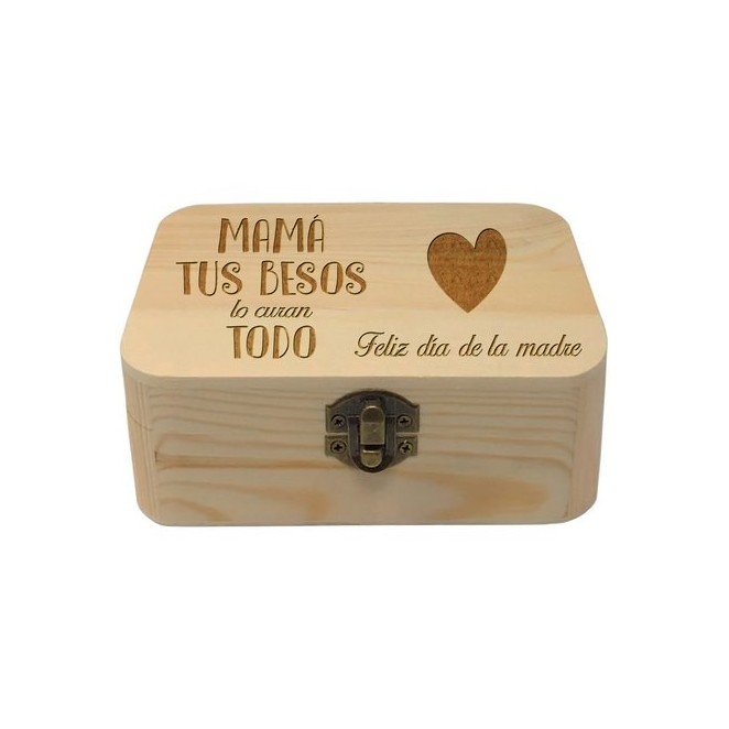 Caja para de la Fabricada en madera y grabada.