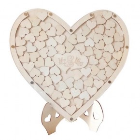 Libro de Invitados Corazones de Madera para Boda