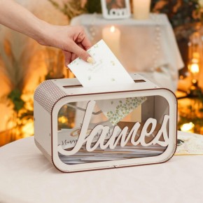 Caja de madera para Tarjetas de Boda personalizada - Caja de Tarjeta de Boda Buzón de Sobres - Caja de Madera para Sobres de