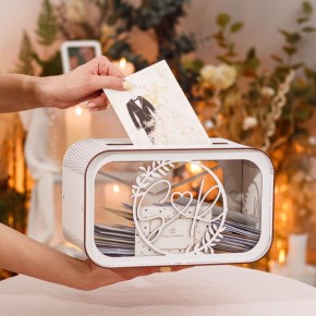 Caja de madera para Tarjetas de Boda personalizada - Caja de Tarjeta de Boda Buzón de Sobres - Caja de Madera para Sobres de