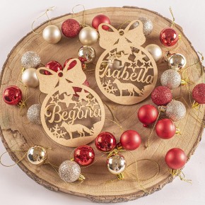 Bola de Navidad Personalizada de Madera, Decoración Navideña, Adorno Navideño para Decoración de Árboles, Bolas de Navidad