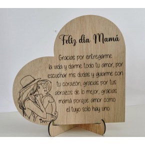 Tarjeta Regalo Día de la Madre Madera – Regalo Original para Mamá – Decoración de Madera con Mensaje Emotivo – Ideal para el Día