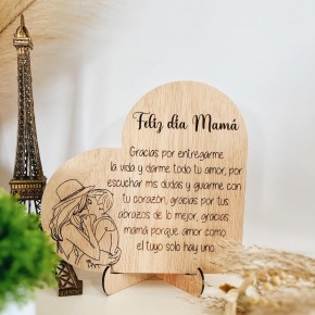 Tarjeta Regalo Día de la Madre Madera – Regalo Original para Mamá – Decoración de Madera con Mensaje Emotivo – Ideal para el Día