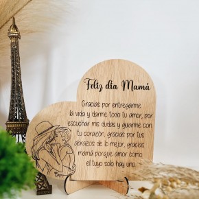 Tarjeta Regalo Día de la Madre Madera – Regalo Original para Mamá – Decoración de Madera con Mensaje Emotivo – Ideal para el Día