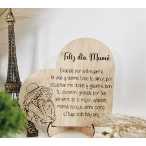 Tarjeta Regalo Día de la Madre Madera – Regalo Original para Mamá – Decoración de Madera con Mensaje Emotivo – Ideal para el Día