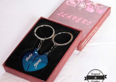 Llavero corazón doble