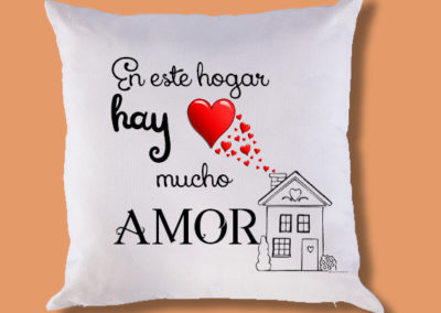 En este hogar hay mucho amor cojin personalizado